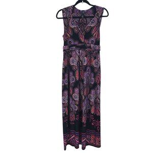 Chicos black label size 0 Small 4 purple paisley sleeveless maxi dress USA